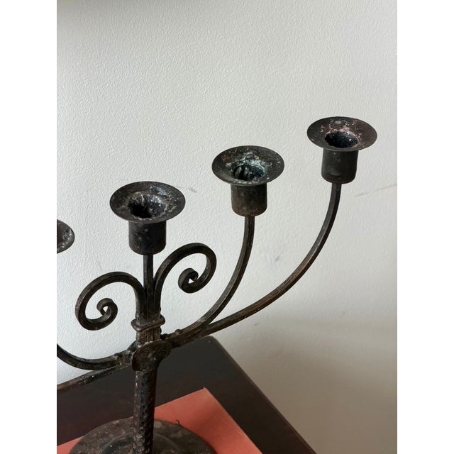 Black Antique Goberg Germany Iron Candelabra by Hugo Berger For Sale - Image 8 of 8