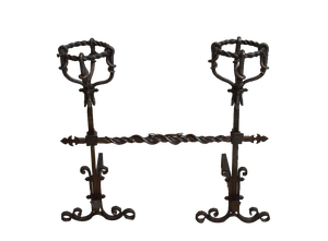 Wrought Iron Andirons, Late 19th Century, Set of 2