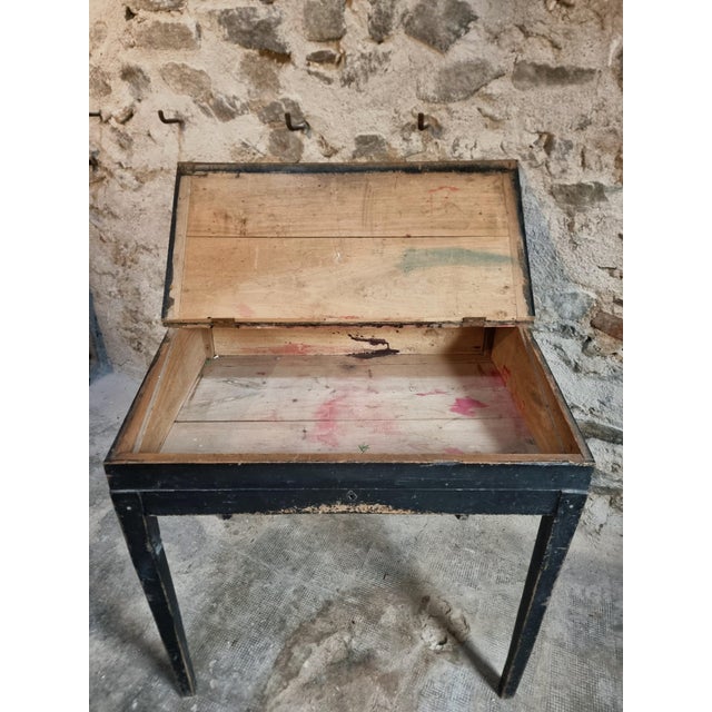 Antique French Black School Lift Top Desk, 1900s For Sale - Image 10 of 18
