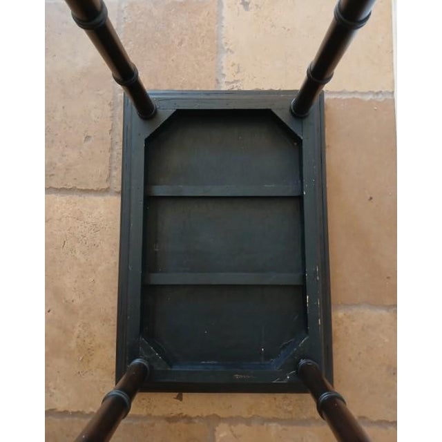 2 1950s MCM Nesting Tables Chinoiserie Lacquered Mosaic Faux Bamboo Legs Asian Vintage For Sale - Image 17 of 18