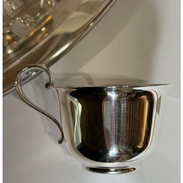 Vintage Gotham Silver Plate Punch Bowl Set With 12 Cups, Tray & Ladle – Mid-Century Entertaining Set For Sale - Image 9 of 11