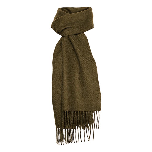 Stick & Ball Solid Alpaca Scarf - Olive For Sale