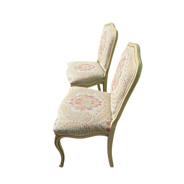 French Provincial Mid 20th Century Pair of Drexel Attributed Louis XV French Provincial Side Chairs For Sale - Image 3 of 12