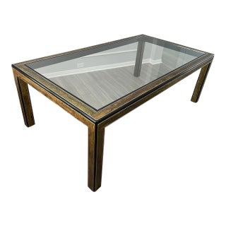 Bernhard Rohne for Mastercraft Acid Etched Brass Dining Table For Sale