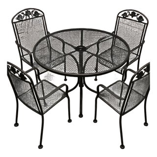 Mid Century Modern Woodard Wrought Iron Table Set For Sale