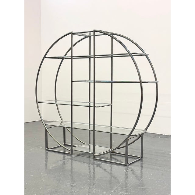 Silver Bauhaus Round Shelving with Tubular Frame and Glass Shelves For Sale - Image 8 of 10