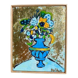 Martha Holden - Abstract Flowers With Gold For Sale