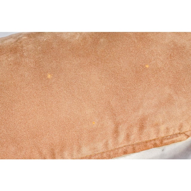 Pair Small Vintage White Brown Cowhide Accent Throw Pillow Western Home Decor For Sale - Image 12 of 12