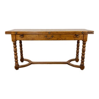 Vintage French Country Drop Leaf Console Buffet Dining Table For Sale