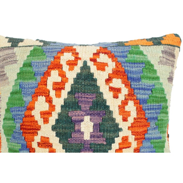 Boho Chic Turkish Siu Hand Woven Kilim Throw Pillow For Sale - Image 4 of 5