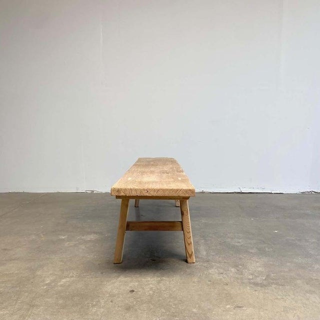 Vintage Elm Wood Coffee Table or Wide Seat Bench For Sale - Image 4 of 7
