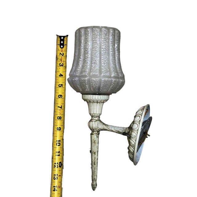 Late 20th Century Vintage Progress Lighting French Country Style Bell Fluted Glass Shade Wall Sconce For Sale - Image 5 of 6