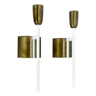 Brass Tube Theatre Wall Light Sconces in the style of Stilnovo, Italy, 1950, Set of 2 For Sale