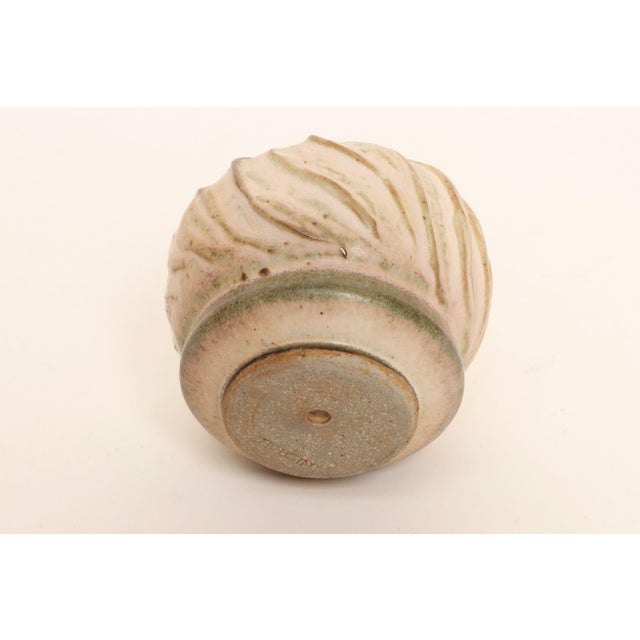 Pink Vintage Diminutive Pink Matte Glazed Incised Ceramic Bud Vase by Deanna Nichols For Sale - Image 8 of 13