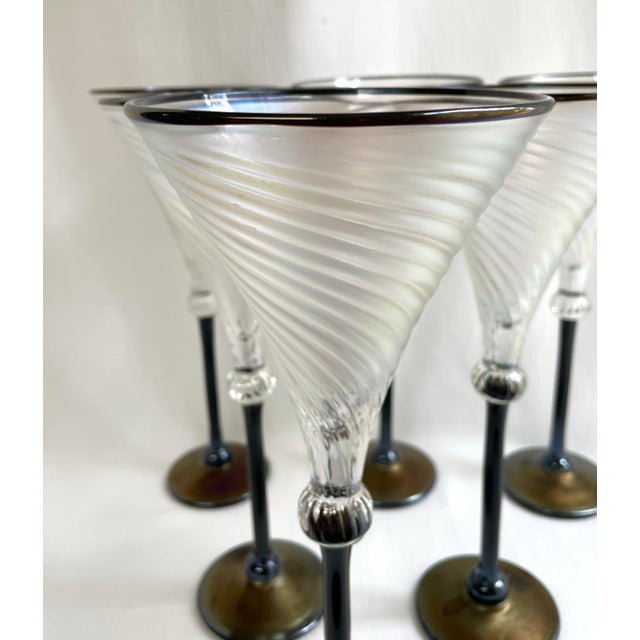 Vintage Art Glass Martini Glasses by Rick Strini - Set of 6 For Sale - Image 4 of 8
