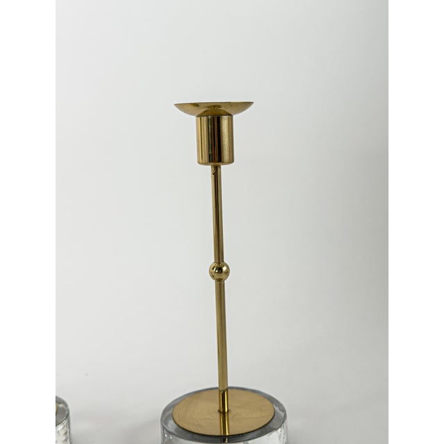 Gunnar Ander Scandinavian Modern Brass and Glass Candlesticks by Gunnar Ander, 1950, Set of 2 For Sale - Image 4 of 10