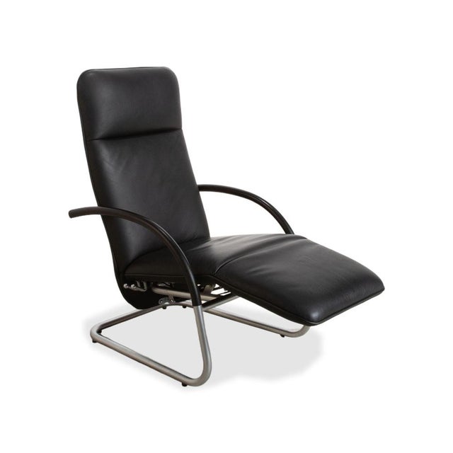 Animal Skin Fino Leather Armchair in Black with Manual Reclining Function by Franz Fertig For Sale - Image 7 of 18