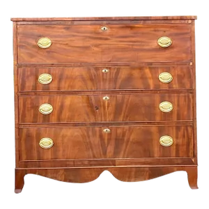 Vintage 1810 Federal Period Hepplewhite Flame Mahogany Chest of Drawers