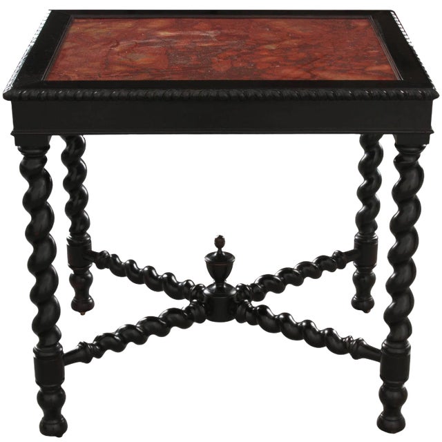 19th Century Italian Ebony Table with Scagliola Top For Sale