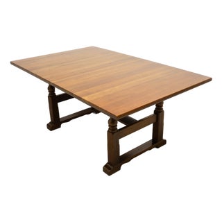 Unique Furniture Solid Cherry Old Salem Finish Farmhouse Trestle Dining Table For Sale