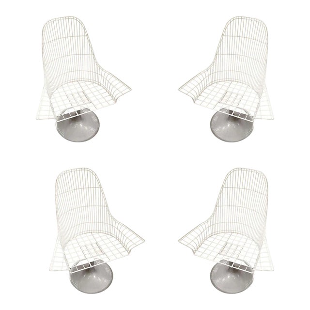 Vintage Mid-Century Bertoia Style Wire Diamond Lounge by Thinline, Set of 4 For Sale