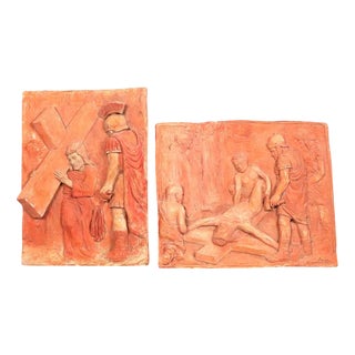 Terracotta Bas-Reliefs of Sacred Art, Set of 2 For Sale