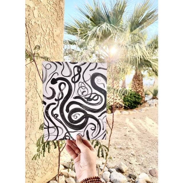 Black Chic Snake PRINT / Hannah McPherson HM Python Ball Boa bold black white art artwork gift original artwork desert...