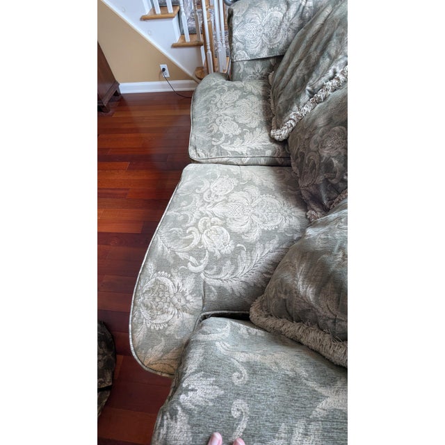 Traditional 1990s Loose Pillow Back Rolled Arm Curved Sofa Attributed to Bernhardt For Sale - Image 3 of 6