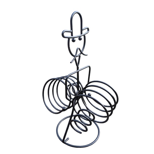 John Risley Vintage John Risley Style Black Metal Cowboy Bottle Holder For Sale - Image 4 of 10