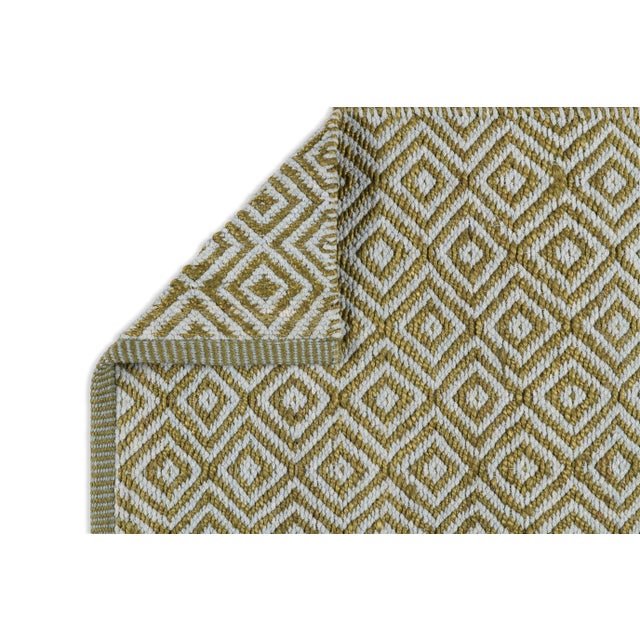Part & Parcel Goods Textured Diamond Runner, 2’6”x8', Moss and Pale Blue For Sale - Image 4 of 4
