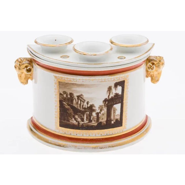 Early 19th Century Early 19th Century Porcelain Crocus Vase with Ram's Head Handles For Sale - Image 5 of 11