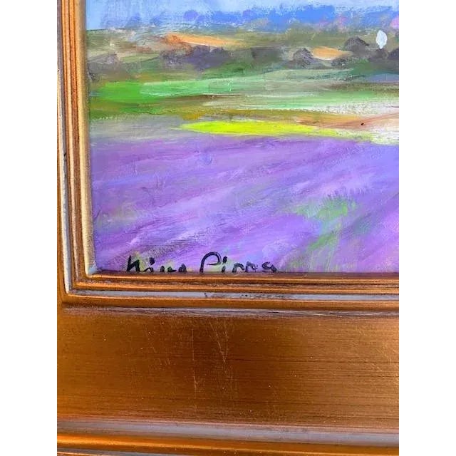 Sky Blue Framed French Provincial Lavender Landscape For Sale - Image 8 of 9