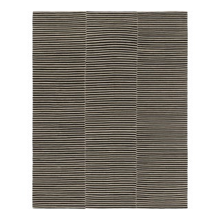 Rug & Kilim’s Contemporary Kilim With Textural Cream and Black Stripes For Sale