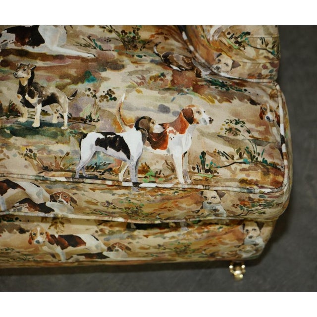Set of Love Seat Armchairs in Mulberry with Hounds Fabric from Howard For Sale - Image 9 of 18