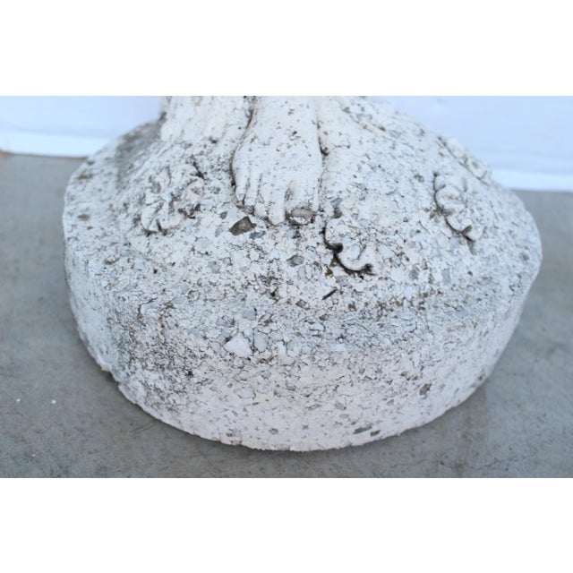 Ext. Lrg European Antique Figural Female Sculpture/Distressed Cast Stone For Sale - Image 4 of 7