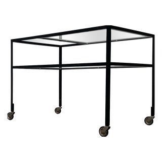 Mid-Century Modern German Minimalist Bar Cart Trolley by Herbert Hirche for Holzäpfel, 1960s For Sale