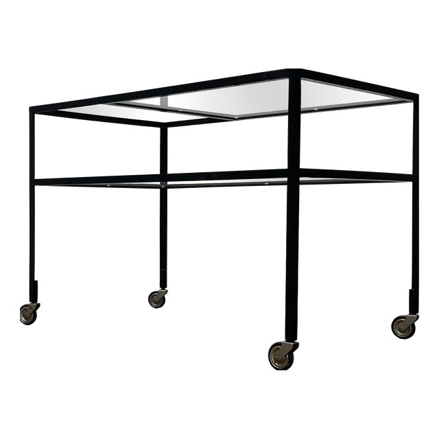 Mid-Century Modern German Minimalist Bar Cart Trolley by Herbert Hirche for Holzäpfel, 1960s For Sale