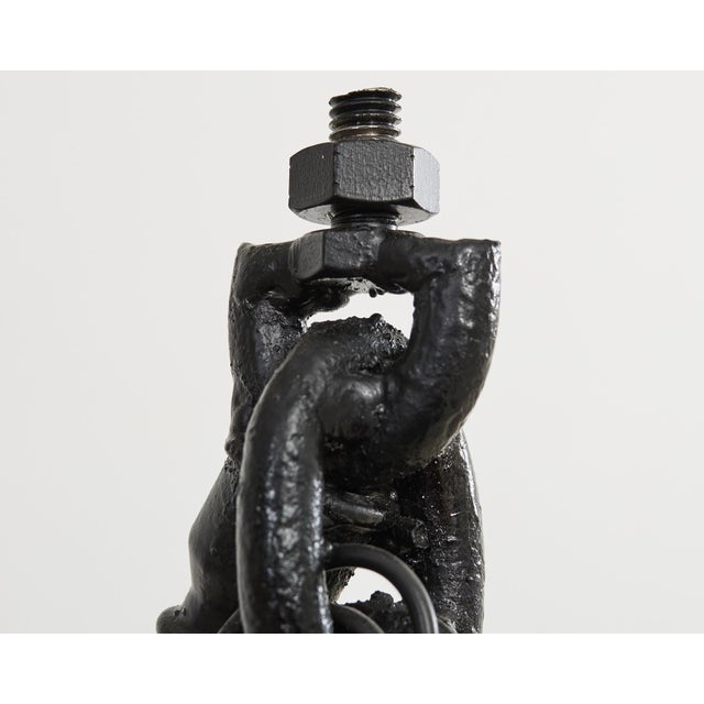 Franz West French Industrial Brutalist Iron Chain Link Floor Lamp For Sale - Image 4 of 12