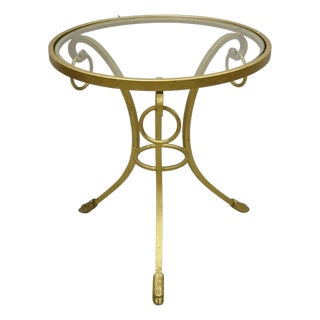 Late 20th Century Italian Neoclassical Style Gold Hoof Foot Round Occasional Side Table For Sale