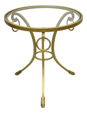 Late 20th Century Italian Neoclassical Style Gold Hoof Foot Round Occasional Side Table
