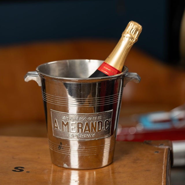 Vintage French Silver Plated Epernay Champagne Cooler by A. Merand & Co, 1930 For Sale - Image 12 of 13