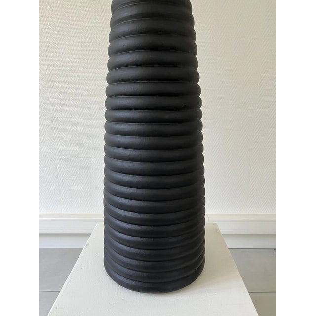 Large Black Ceramic Table Lamp, 1990 For Sale - Image 6 of 7