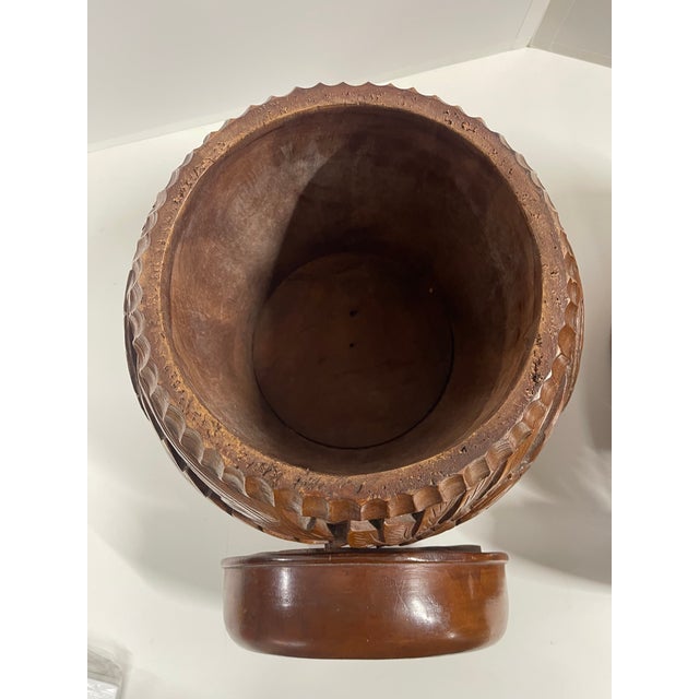 Antique Hand Carved Wooden Hollow Drum-Shaped Chinese Garden Stools—A Pair For Sale - Image 9 of 16