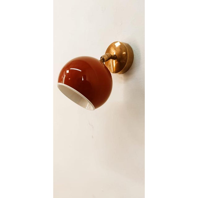 Adjustable Wall Light with Red-Colored Metal Dome For Sale - Image 14 of 16