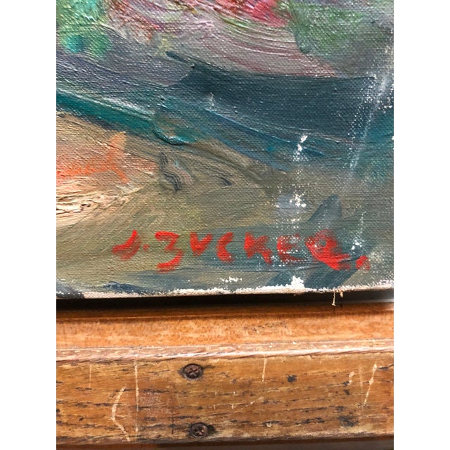 Jacques Zucker, Synagogue Interior Jerusalem French Judaica Oil Painting Israeli Bezalel School For Sale - Image 4 of 7