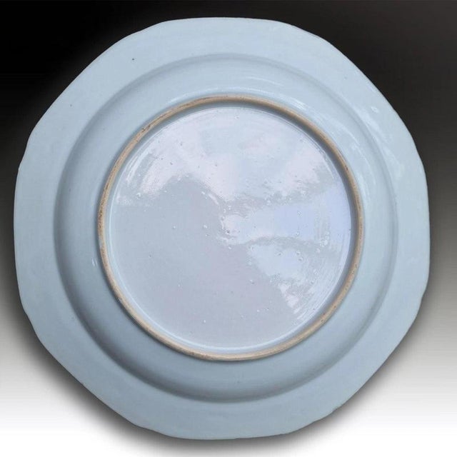 18th Century Antique Qing Dynasty Chinese Octagonal Blue and White Porcelain Dish, 1750 For Sale - Image 5 of 6