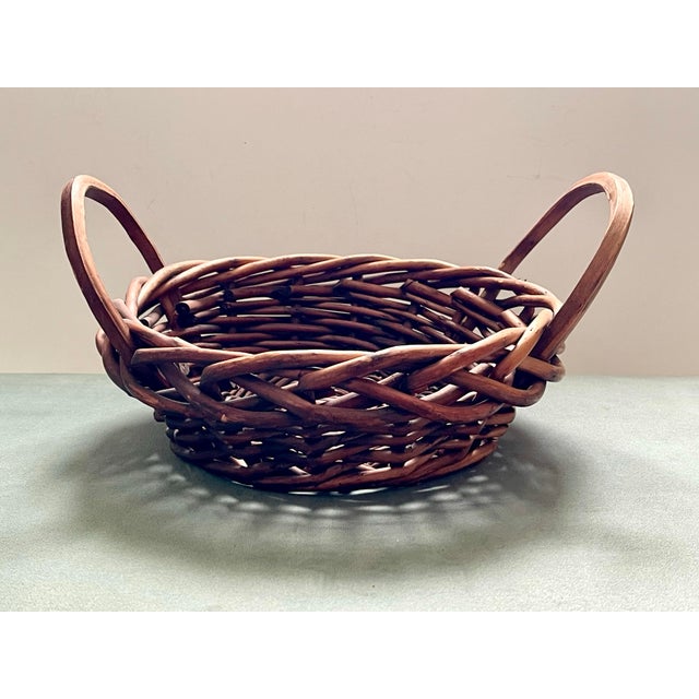 Late 20th Century Vintage Natural Wicker Handled Basket For Sale - Image 5 of 8