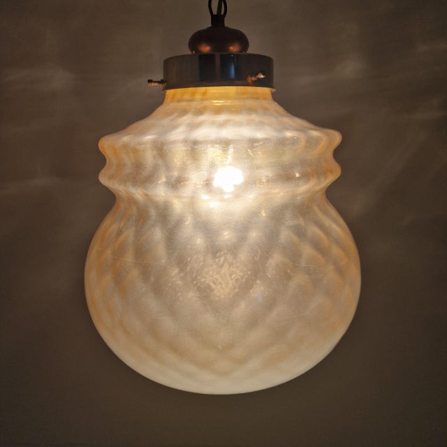 Brown Vintage Italian Pendant Lamp attributed to Brotto, 1970s For Sale - Image 8 of 13