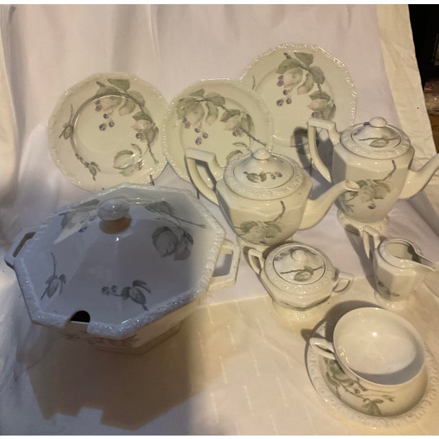Classical Roman New 1970s Porcelain With Black Berries Branch - Set of 67 Pieces For Sale - Image 3 of 17