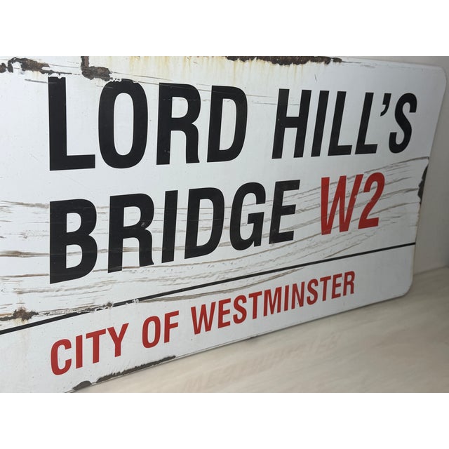 Lord Hill’s Bridge W2 – Original City of Westminster Enamel Street Sign Designed by Sir Misha Black, c.1967) For Sale - Image 9 of 18
